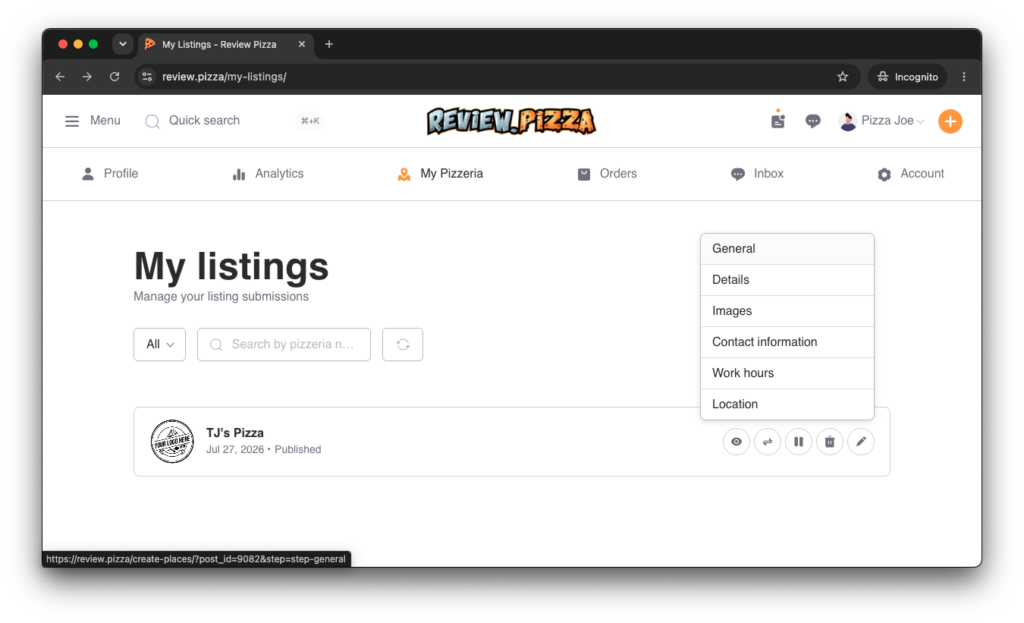 How to Claim & Update Your Pizzeria Step 14